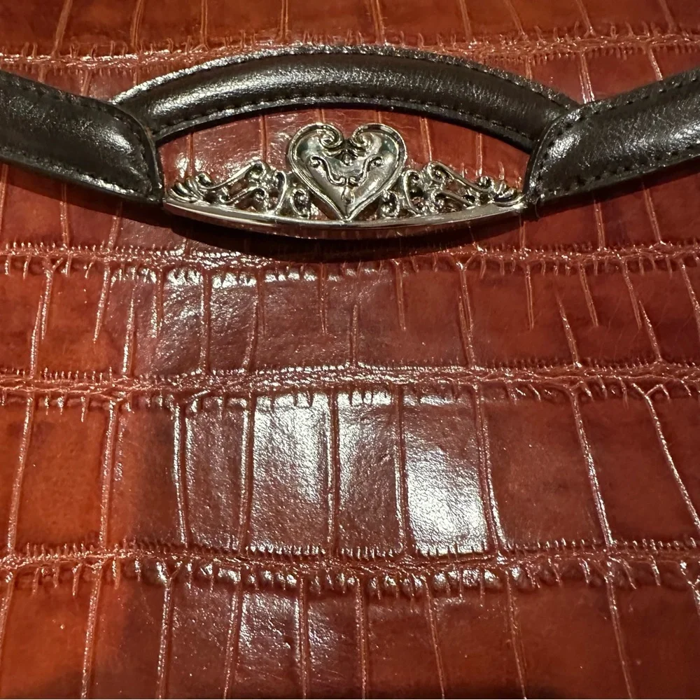 NWT Vintage Brighton Brown Croc Embossed Attaché Briefcase